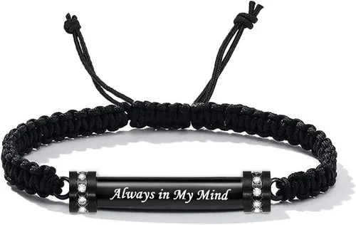 Vista 9 de Hearbeingt Pulsera de urna de cremación para cenizas de cuerda ajustable, pulsera cilíndrica para cenizas para hombres y mujeres, pulsera