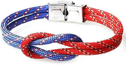 Vista 6 de Zboro 26752 - Pulsera de nailon con nudo infinito, cierre plegable, estilo azul marino