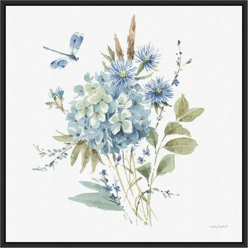 Vista 7 de Amanti Art Lisa Audit - Lienzo enmarcado para pared, 16 x 16 pulgadas, azul bohemio 04A (Ramo de flores) por Lisa Audit, lienzo enmarcado