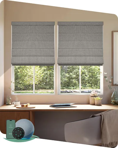 Vista 13 de Yoolax Persianas Romanas con Filtrado de Luz para Ventanas, Persianas Romanas Opacas Sin Cables, Muestra de Tela (Multicolor)