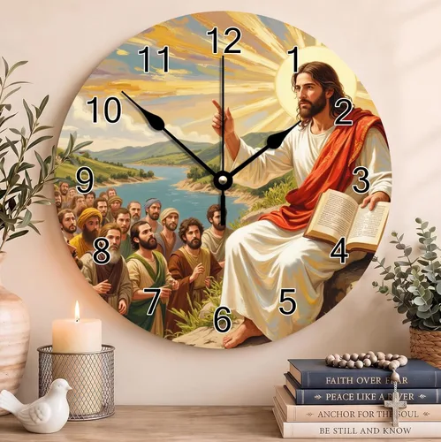 Vista 63 de Reloj con versículo bíblico con citas de Jesús, relojes de 0929Regalos Cristianos (2)