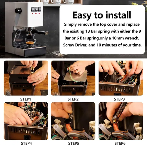 Vista 6 de Máquina de café expreso compatible con Gaggia Classic 9 Bar Opv Coffee Machine Kits para Gaggia Classic Pro Opv Mod Springs Piezas Accesorios