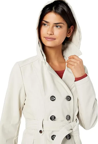 Vista 4 de Sebby Collection - Gabardina resistente con revestimiento suave, impermeable, para mujer con capucha desmontable.