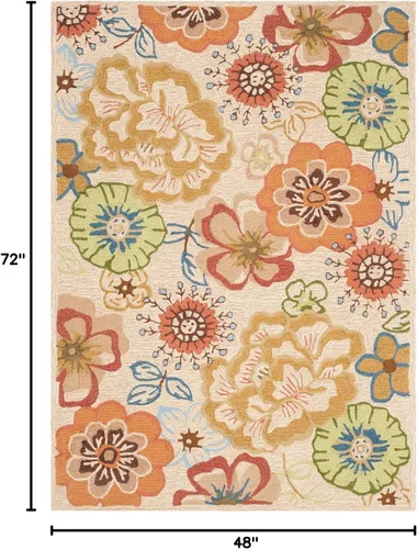 Vista 2 de SAFAVIEH Four Seasons Collection - Alfombra decorativa de 4 x 6 pies, beige y rojo, floral enganchada a mano, no desprende pelusa y de fácil
