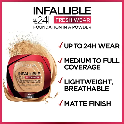 Vista 5 de L'Oréal Paris Infallible - Base de maquillaje en polvo, 24 horas de uso, impermeable, ámbar profundo, paquete de 3