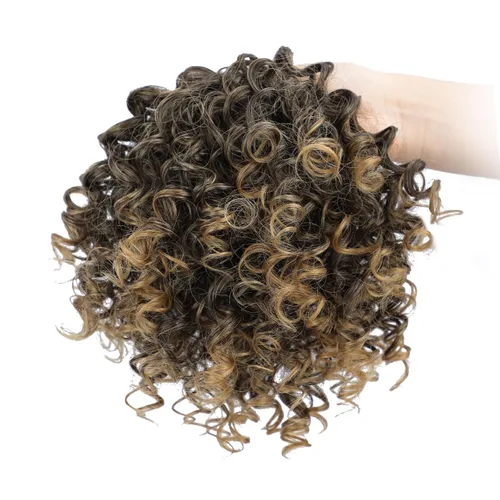 Vista 8 de Extensión de cola de caballo rizada con cordón para mujeres negras, extensión de cola de caballo con cordón, extensiones de cabello rizado