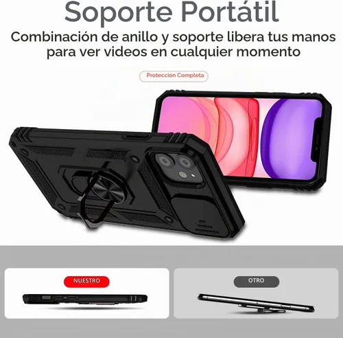 Vista 7 de Funda para iPhone 11, con cubierta para lente de cámara, protector de pantalla HD, [grado militar] anillo de montaje en coche con soporte híbrido