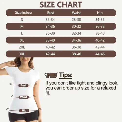 Vista 6 de +MD Camiseta de compresión de manga corta para mujer, con cuello redondo, camiseta básica sin costuras