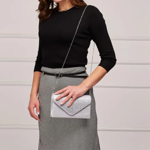 Vista 2 de Dasein Bolso de mano de satén esmerilado para mujer, bolso cruzado para fiesta, graduación, boda, sobre
