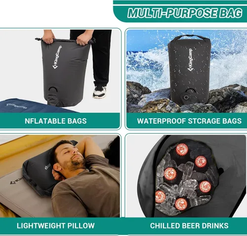 Vista 5 de KingCamp Bolsa de bomba de aire, bolsa de compresión enrollable ultraligera, multiusos, impermeable, para exteriores, bolsa de almacenamiento