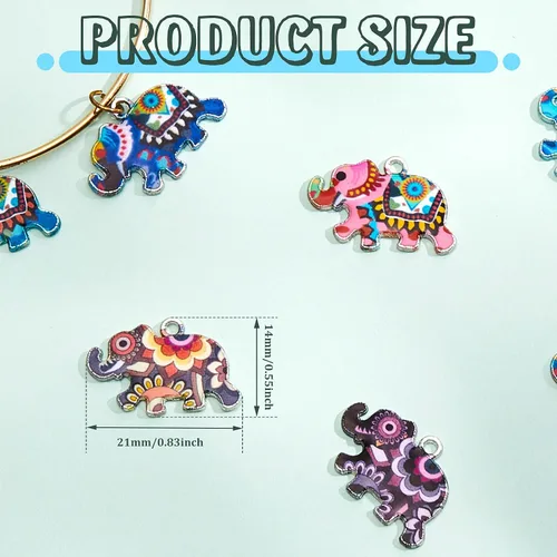 Vista 2 de Pulsera con dije de elefante, colgante y llavero para hacer joyas y aretes de bricolaje