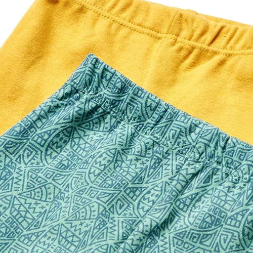 Vista 3 de Spasilk Paquete de 3 pantalones de algodón de poner con pies para bebés niños Selva verde