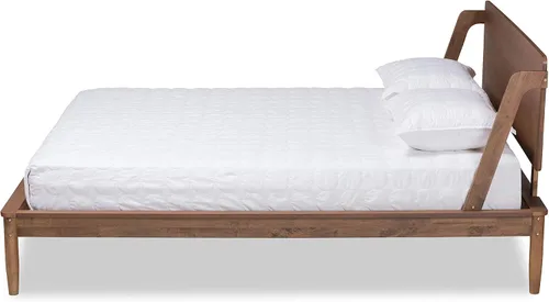 Vista 4 de Baxton Studio Sadler Mid-Century - Cama de plataforma moderna de madera con acabado marrón nogal ceniza