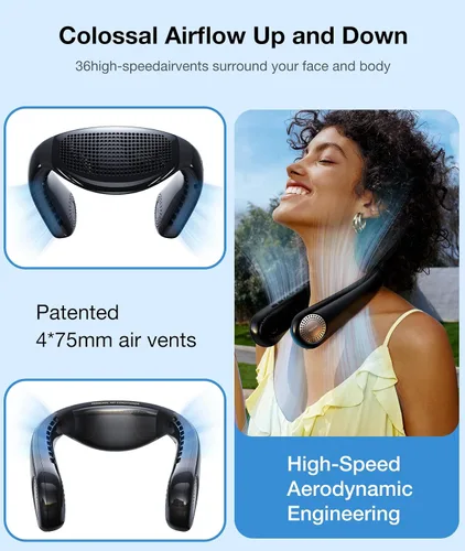 Vista 4 de TORRAS COOLiFY Air2024 - Aire acondicionado de cuello actualizado, ventilador de cuello portátil ultraligero recargable, dispositivo de enfriamiento