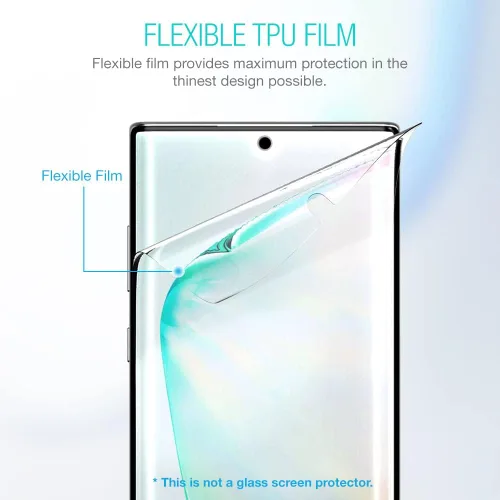 Vista 4 de Paquete de 3 protectores de pantalla diseñados para Galaxy Note 10 Plus/Note 10 Plus 5G (2019) [compatibles con fundas] Película de TPU antiarañazos