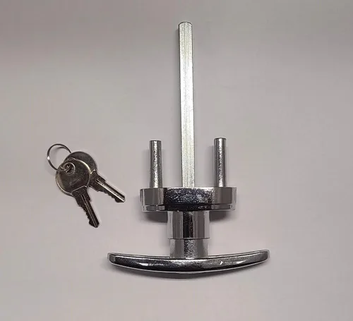 Vista 2 de Kit universal de cerradura de puerta de garaje con pestillo de resorte y manija con llave