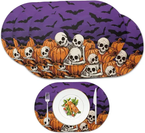 Vista 36 de Autumn Placemats Set of 2 Waterproof Wipeable 12X18 Inch Faux Leather Non Slip Heat Resistant Mats for Thanksgiving Dinner Outdoor Decor