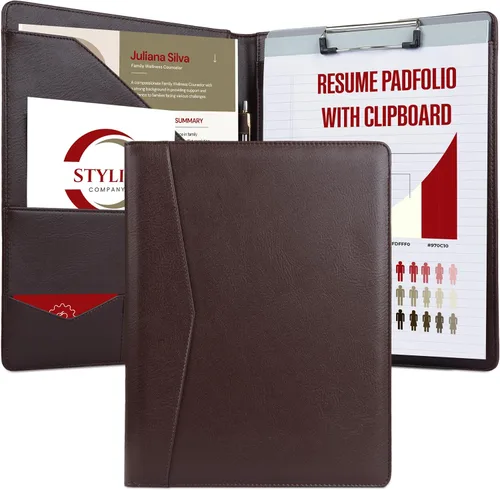 Vista 11 de STYLIO - Padfolio, carpeta organizadora de portafolio p/currículum/entrevista, documento legal, tarjeta comercial, bloc de notas tamaño carta Negro