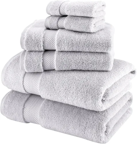 Vista 9 de Classic Turkish Towels CTT - Juego de toallas de lujo de 6 piezas, 100% algodón turco, de secado rápido, altamente absorbentes y cómodas, incluye 2