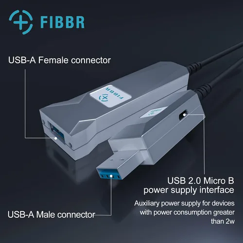 Vista 3 de Cable de extensión USB 3.0 de fibra óptica de 32.8 ft, cable USB largo macho a hembra, cable extensor de 5 Gbps de alta velocidad, para robot