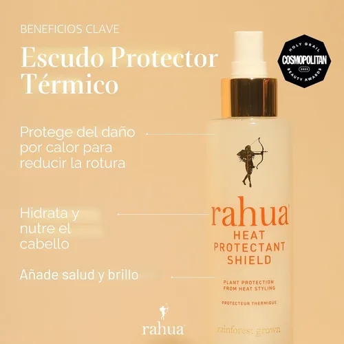 Vista 2 de Rahua Escudo protector de calor – Imprimación de peinado sin silicona y spray térmico – Con aceite de Rahua amazónico, manteca de karité e hibisco