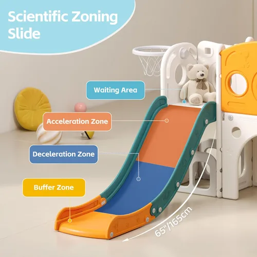 Vista 2 de Tobogán 8 en 1 para niños pequeños, juego para interiores y exteriores para niños de 1 a 3 años, tobogán escalador con espacio de almacenamiento