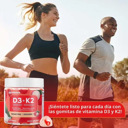 Vista 6 de Gomitas de vitamina D3 K2 con magnesio sin azúcar, 60 unidades Vitamina D3 5,000 UI + K2 (MK-7) 100 mcg - Suplemento de vitamina K2 D3 vegano