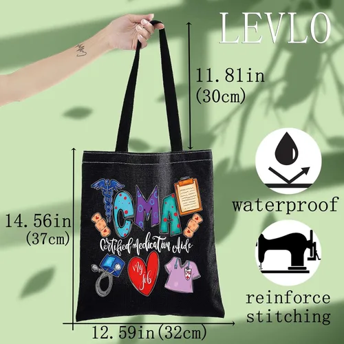 Vista 3 de LEVLO Bolso de hombro certificado del ayudante de la medicación certificado regalo del CMA del ayudante médico del bolso de asas para la graduación