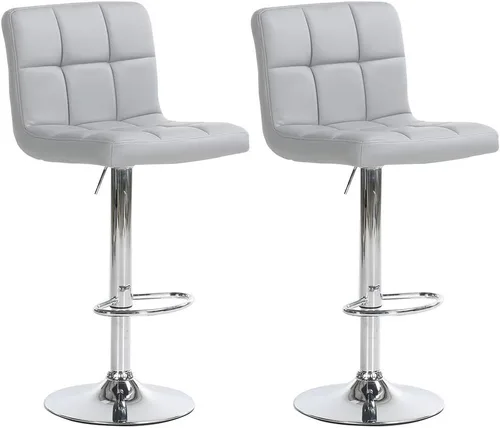 Vista 11 de Taburetes de bar ajustables de altura de mostrador, juego de 2 taburetes de cocina, sillas modernas de cuero sintético giratorio con respaldo Marrón