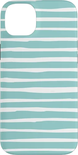 Vista 15 de iPhone 16 Cute Pastel Mint Green Aqua & White Wavy Stripe Case