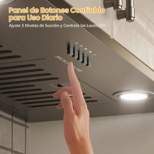 Vista 6 de Campana extractora de 30 pulgadas, campana extractora de 600 CFM, campana para estufa de ventilación de cocina con sensor de gestos de 3