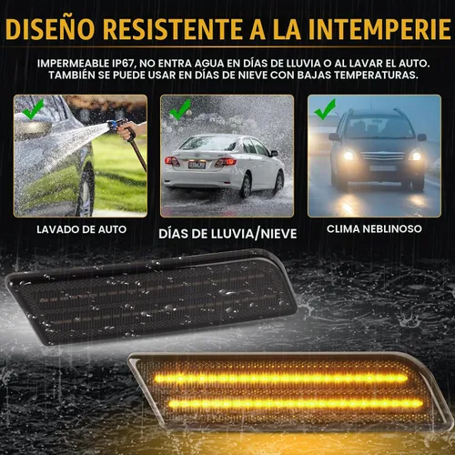 Vista 6 de Gempro Luces de Marcador Lateral LED para Ford Transit Connect 2010-2013 Ámbar Refledores de Parachoques Delantero Lámparas Lente Ahumada, 2 Piezas