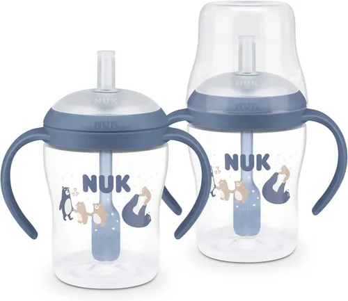 Vista 8 de NUK Perfect Match - Taza de aprendizaje con pajita, 8 onzas, paquete de 2 – Pajita suave, asas de fácil agarre, sin BPA, taza de transición a prueba