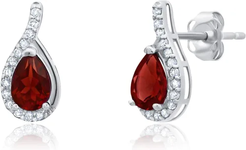Vista 10 de 14K Yellow or White Gold 6x4mm Gemstone Pear Shape Drop Stud Earrings Azul zafiro creado