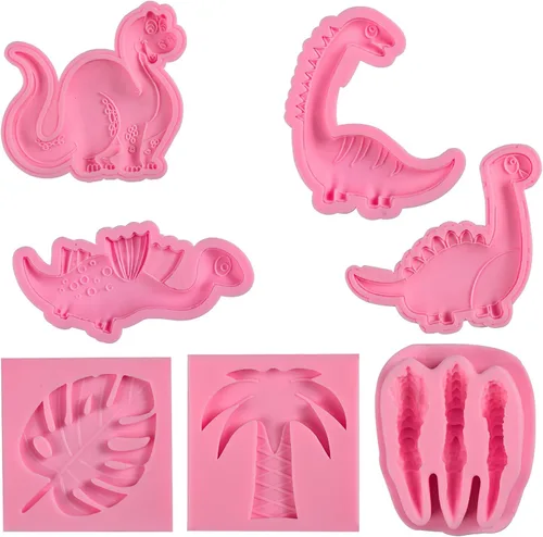 Vista 9 de Moldes del silicón de la fondant del dinosaurio, diverso molde