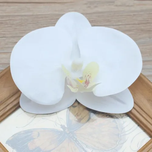 Vista 7 de HinyoCo 24 piezas de decoraciones de orquídeas artificiales de poliuretano de tacto real, cabezas de orquídea falsas, cabezas de flores falsas
