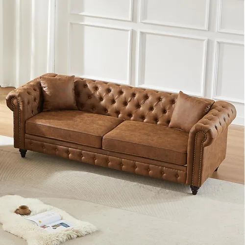 Vista 20 de Harper & Bright Designs Sofá Chesterfield de terciopelo de 62 pulgadas de dos plazas, moderno y clásico con brazo enrollado con botones y decoración