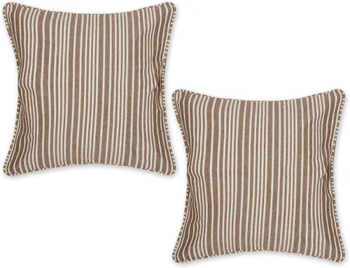 Vista 23 de DII Colección de fundas de almohada, algodón reciclado, cremallera oculta, 18x18, Dobby Plus, blanco roto, 2 piezas