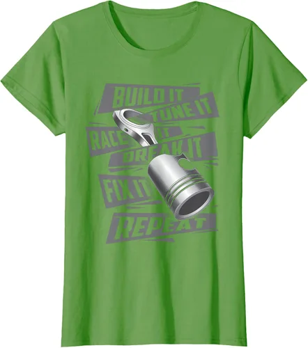 Vista 3 de Build It Tune It Race It Break It - Camiseta para entusiastas de los coches de carreras, talla S Negro