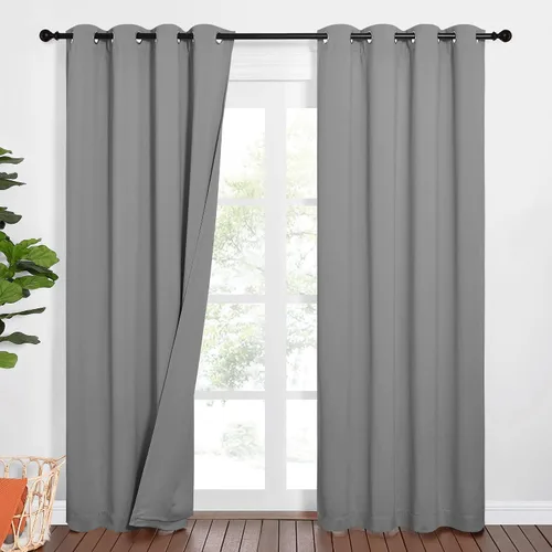 Vista 39 de NICETOWN - Cortinas divisoras con barrera de sonido 100% opacas de 84 pulgadas, cortinas con bloqueo de ruido, calor y frío con forro de tela