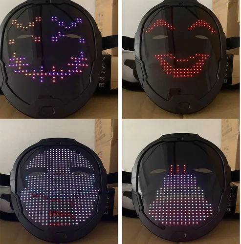 Vista 3 de DALEGDA Máscara facial de animación LED, detección de gestos para disfraces, fiestas de máscaras, regalo de Navidad para adultos y niños
