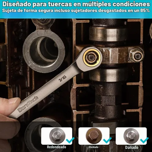 Vista 5 de DURATECH Juego de llaves de trinquete antideslizantes, 22 piezas, métricas