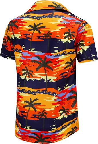 Vista 35 de KYKU - Camisa hawaiana funky para hombre, ropa tropical para vacaciones en Palm Beach