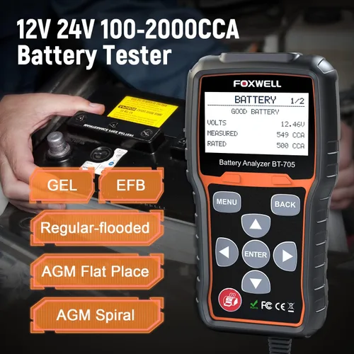 Vista 2 de Escáner FOXWELL OBD2 NT726 y FOXWELL BT705 12V 24V Probador de batería de coche 2022