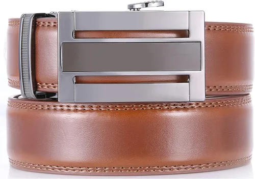 Vista 5 de Marino Cinturón de vestir de cuero genuino con hebilla automática, ajuste para ajustarse en una elegante caja de regalo