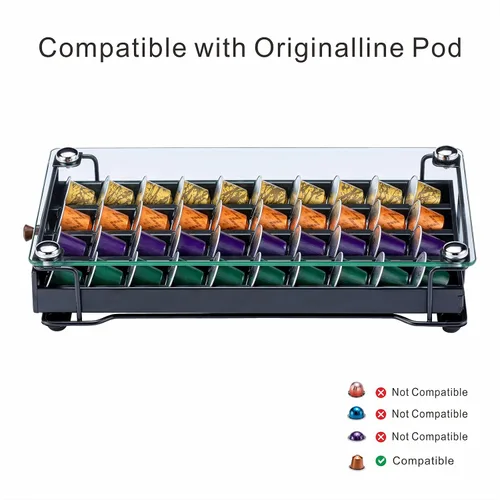 Vista 4 de ZCDCP Soporte para cápsulas de café, soporte para cápsulas originales de Nespresso, cajón de almacenamiento de cápsulas de café con parte superior