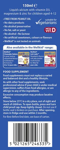 Vista 2 de Wellkid por Vitabiotics Calcio Líquido 5.1 fl oz