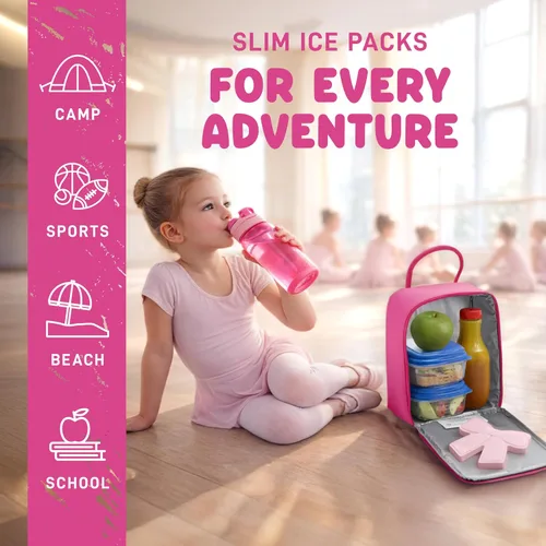 Vista 6 de Cool Coolers Kids Shaped Ice Packs for Lunch Boxes - Reusable Slim Ice Packs for Kids Lunch Box, Freezer Packs for Bento Boxes, Long Lasting, BPA