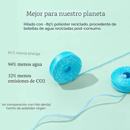 Vista 4 de Cocofloss Hilo dental tejido, cuidado bucal diseñado por dentistas, encerado, vegano, apto para niños, con aceite de coco, paquete de 4 de menta
