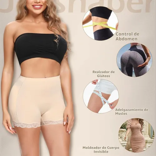 Vista 4 de JOYSHAPER Bragas moldeadoras con relleno para mujer, elevadora de glúteos, ropa interior moldeadora, control de abdomen, cintura alta, almohadillas